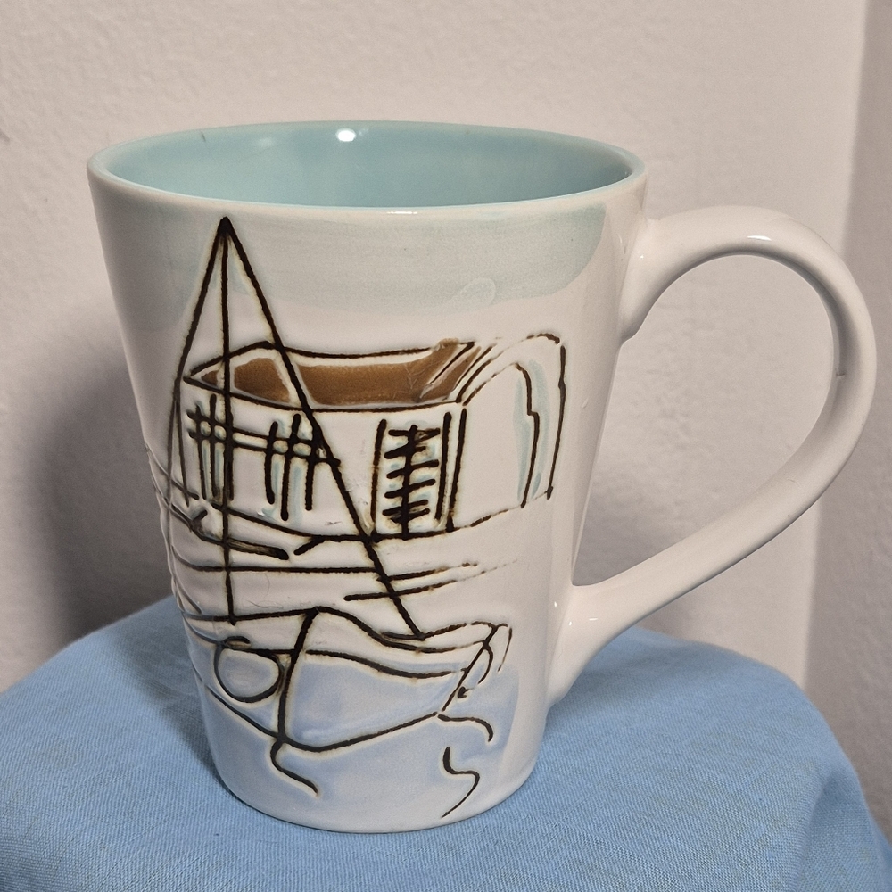 Etched Sailboats 12 oz Ceramic Coffee Mug Spectrum Designz